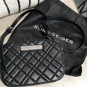 Kurt Geiger Quilted Black Camera Crossbody Bag NWT